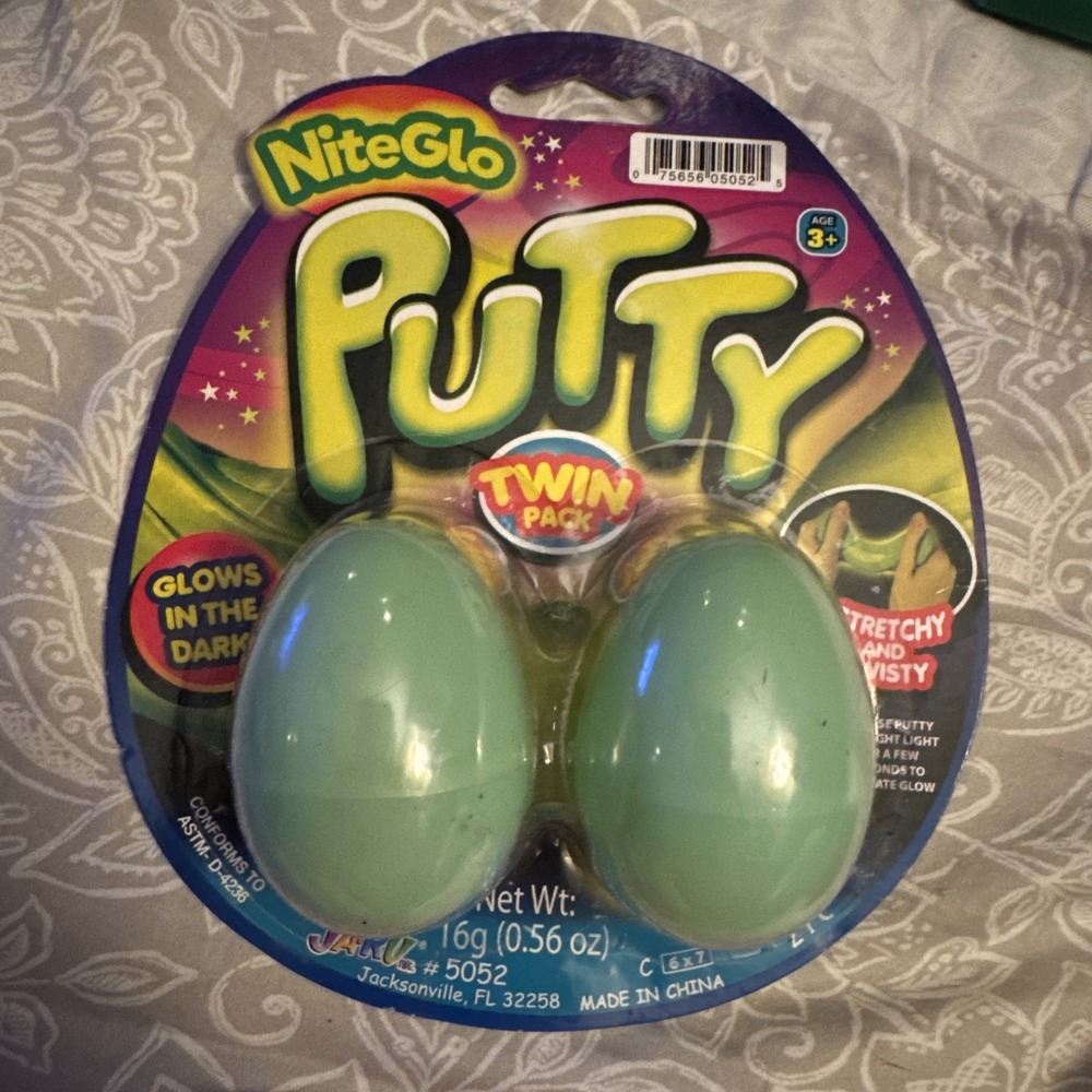 Ja-Ru Inc. 2 pk Nite-Glo Putty Eggs Putty Eggs Glows‎ In The Dark  3+  NIP